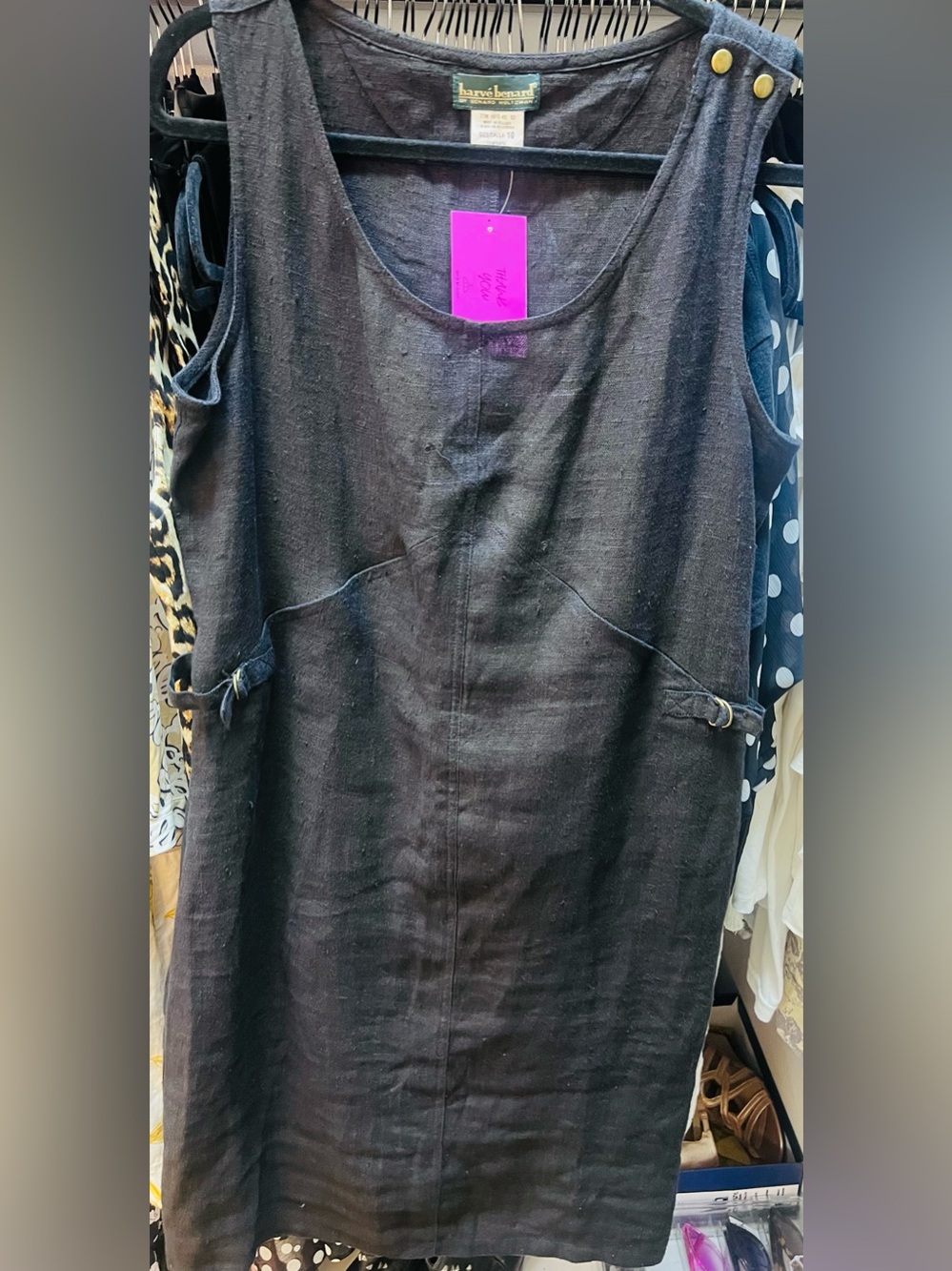Linen lightweight Harvé Benard Black midi dress